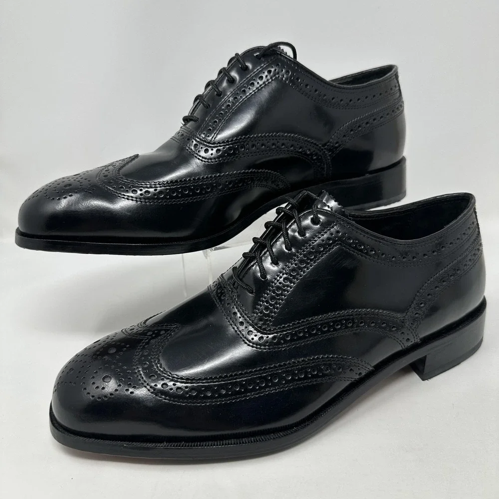 Florsheim Lexington‎ Dress Shoes Mens 8.5D Black Wingtip Oxford Brogue Leather